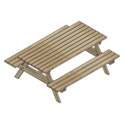 Happytime 35mm Holzbank Picknicktisch Biergartengarnitur für Garten und Terrasse 180 x 150 x 70 cm