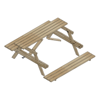 Happytime 35mm Holzbank Picknicktisch Biergartengarnitur für Garten und Terrasse 180 x 150 x 70 cm