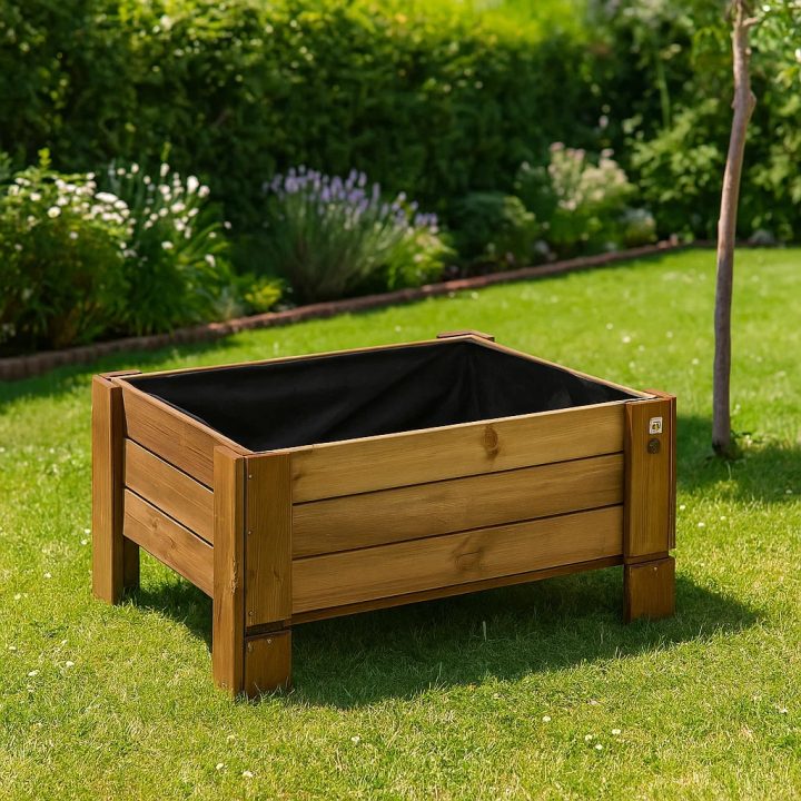 Gardener Outdoor-Pflanzkasten aus Holz GardenBox auf dem Boden groß kastanienfarben 81 x 64 x 40 cm