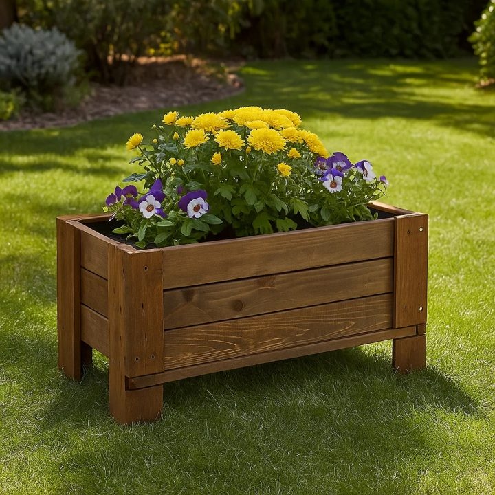 Gardener Outdoor-Pflanzkasten aus Holz GardenBox auf dem Boden klein kastanienfarben 81 x 44 x 40 cm