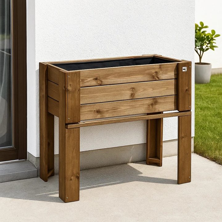 Gardener Erhöhter Pflanzkübel aus Holz für den Außenbereich GardenBox kastanienfarben 81 x 44 x 80 cm