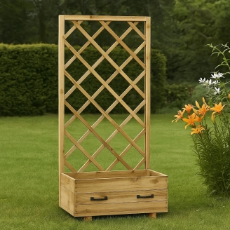Pflanzkübel aus Holz - Pflanzkübel Susy mit Gitter 70x35x H140 cm