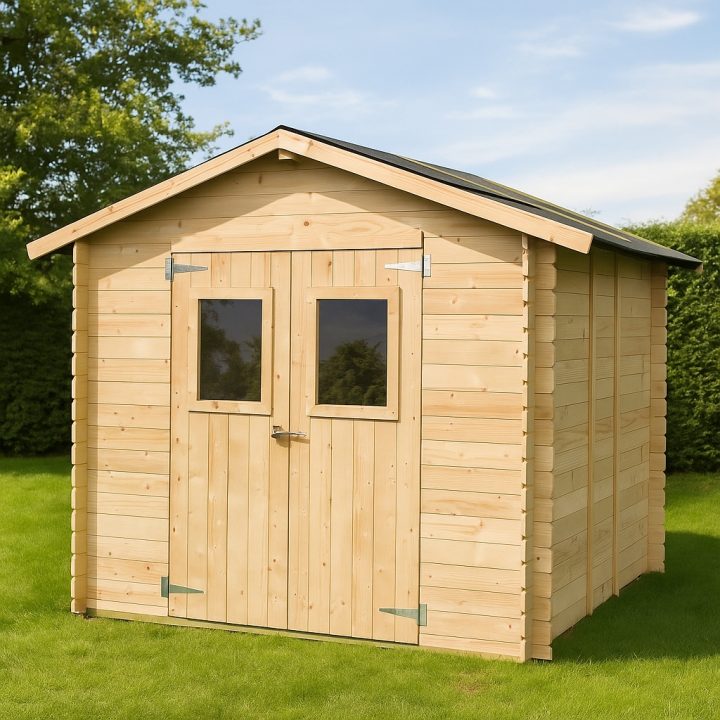 Gerätehaus Jack aus Holz, 2,5 x 2,5 m, Doppeltür mit Fenster, 248 x 248 cm