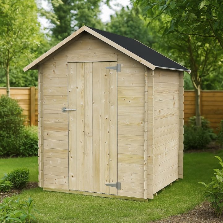 Gartenhausbox Mario aus Holz, 146x130, mit einzelner Jalousietür