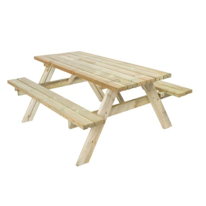 Bierzeltgarnitur Holz-Picknicktisch mit klappbaren Bänken Paysage 42 mm für Garten und Terrasse 177 x 153 x 76 cm