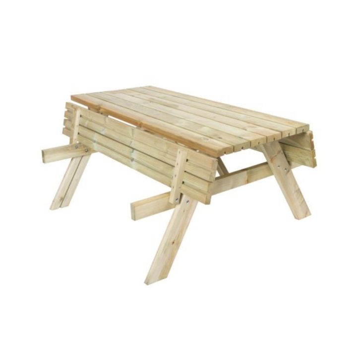 Bierzeltgarnitur Holz-Picknicktisch mit klappbaren Bänken Paysage 42 mm für Garten und Terrasse 177 x 153 x 76 cm