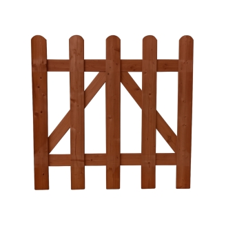 Holztor Orion gerade 100x90 cm aus imprägniertem Kiefernholz, Nussbaumfarben