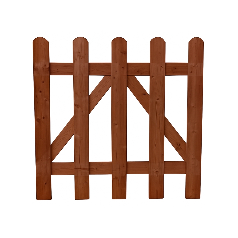 Holztor Orion gerade 100x90 cm aus imprägniertem Kiefernholz, Nussbaumfarben