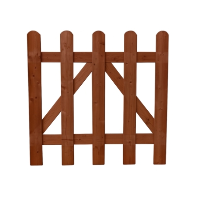 Holztor Orion gerade 100x90 cm aus imprägniertem Kiefernholz, Nussbaumfarben