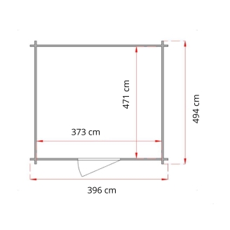 Gartenhaus Beatrice 4x5 m mit Doppeltür und Fenster – Blockbohlenhaus aus naturbelassener Fichte 25 mm