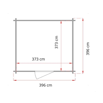 Gartenhaus Greta 4x4 m mit doppelflügeliger verglaster Tür und Fenster – Blockbohlenkonstruktion 25 mm