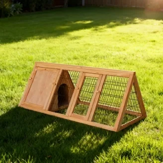 Kaninchenstall aus Holz für den Garten mit Stall und Auslauf für Kaninchen und Meerschweinchen 118 x 50 x 45 cm – Farm 4