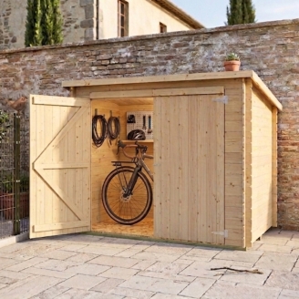 Anlehn-Gartenhaus Oscar 218x130 cm Holz mit Boden und Doppeltür