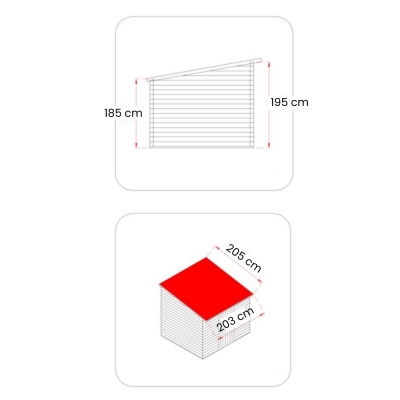 Anlehn-Gartenhaus Arthur 2x2 m Blockhaus 19 mm mit Doppeltür mit Fenstern