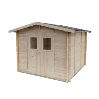 Holz-Gartenhaus Ludovica 2,5x2,5 m Blockhaus 25 mm mit Boden und Doppeltür mit Fenstern