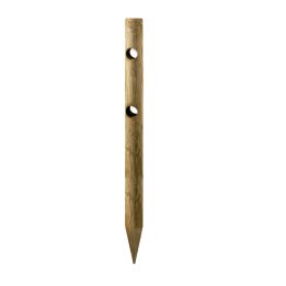 Runder Holzpfahl Ø14x150 cm mit Spitze und 2 Löchern Ø8 cm | kesseldruckimprägniert